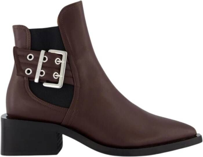 Ganni Chunky Buckle Chelsea Laarzen Bruin