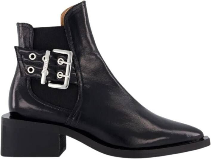 Ganni Chunky Buckle Chelsea Laarzen Zwart