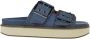 Ganni Chunky Buckle Flat Sandaal in Blauw Denim - Thumbnail 1