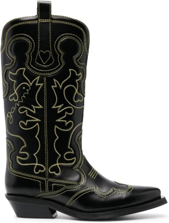 Ganni Cowboy Boots Black Dames