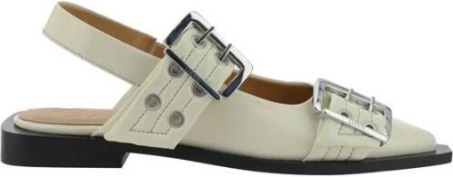 Ganni Stijlvolle Buckle Ballerina Schoenen Beige Dames