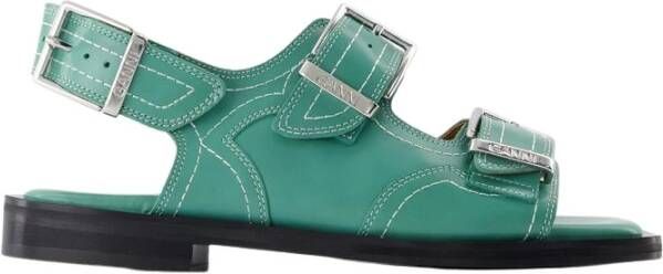 Ganni Flat Sandals Groen Dames