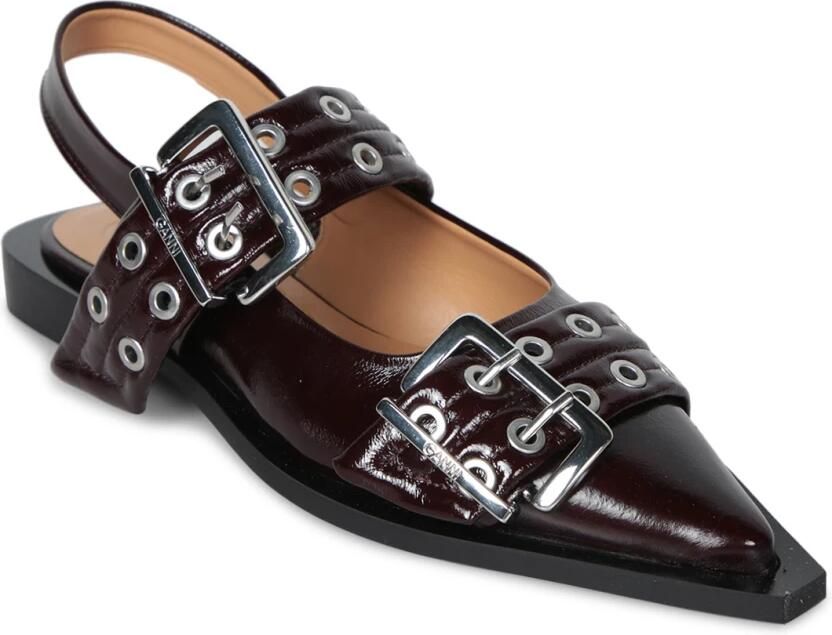 Ganni Bourgondische Feminine Buckle Ballerina Schoenen Red Dames