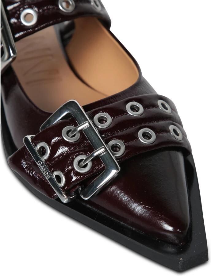 Ganni Bourgondische Feminine Buckle Ballerina Schoenen Red Dames