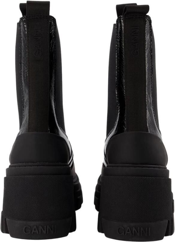 Ganni Chelsea boot van kalfsleer met lakfinish - Foto 3