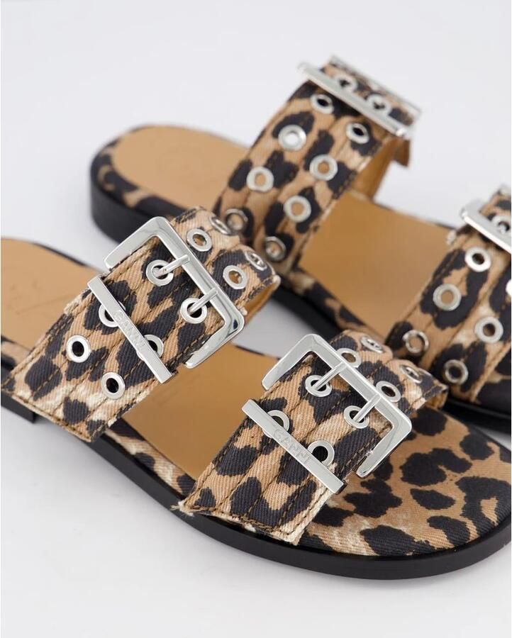 Ganni Dames Buckle Two-Strap Sandal Beige