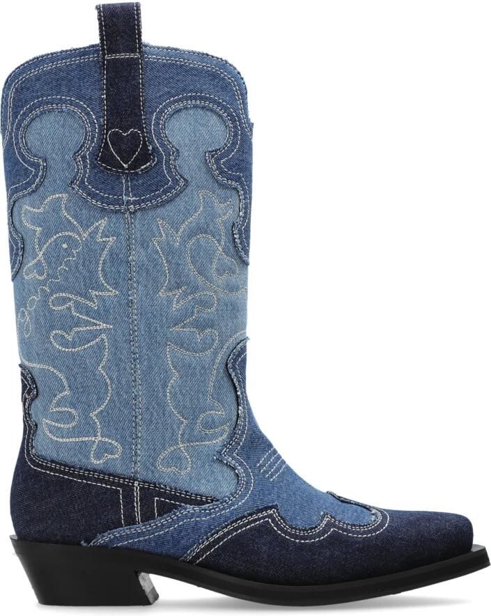 Ganni Denim Enkellaarsjes met Hak