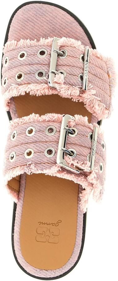 Ganni Denim Feminine Gespsandalen met Dubbele Band - Foto 2