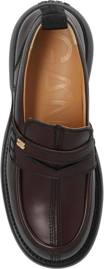 Ganni Chocolade Loafers Synthetisch Leer 3cm Hak Brown Dames - Foto 3
