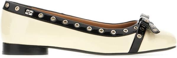 Ganni Eyelet Bow Ballerinas