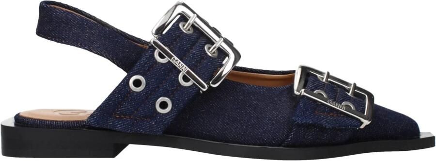 Ganni Blauwe Denim Slingback Platte Schoenen Blue Dames - Foto 2