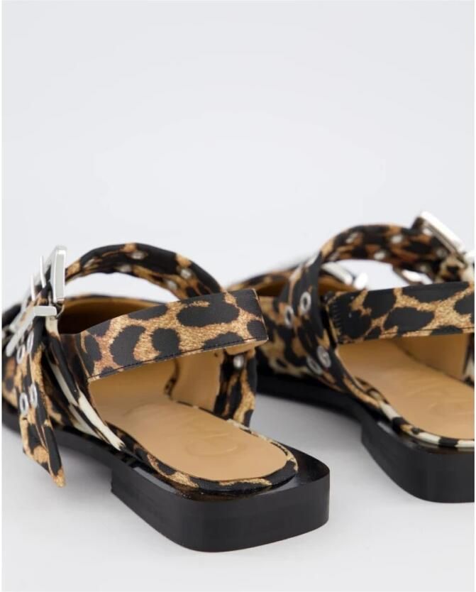 Ganni Leopard Print Buckle Ballerina Flats Brown Dames - Foto 3