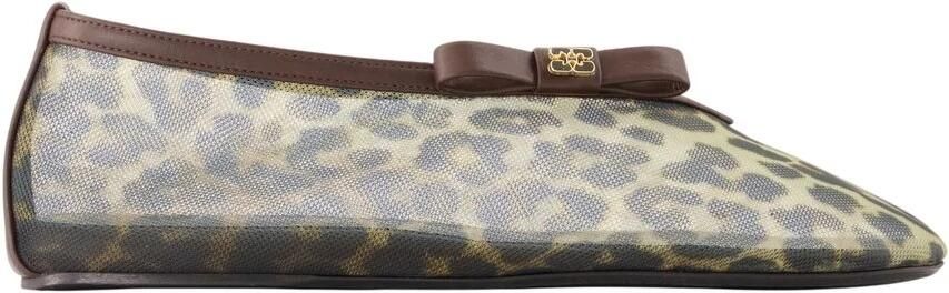 Ganni Jenny Ballerina in Leopard Mesh