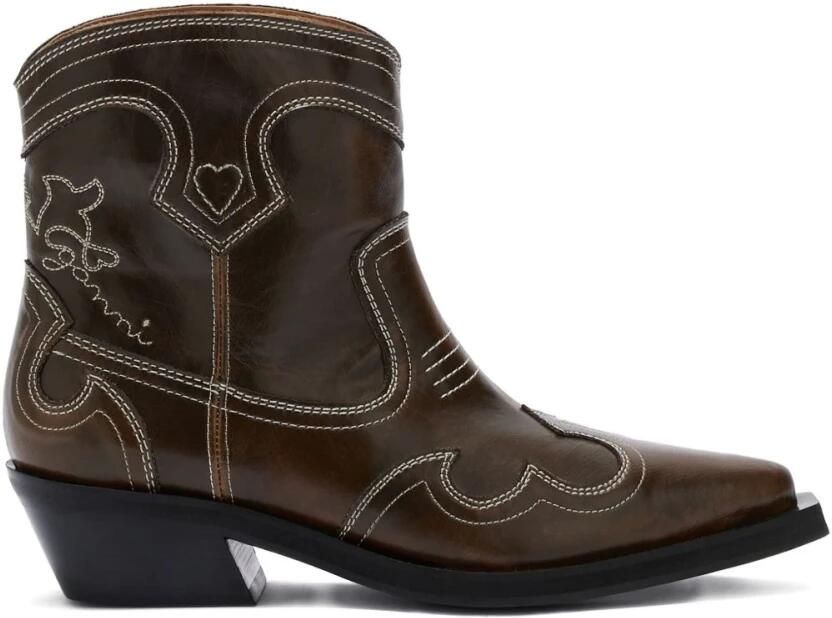 Ganni Lage Schacht Geborduurde Westernlaarzen