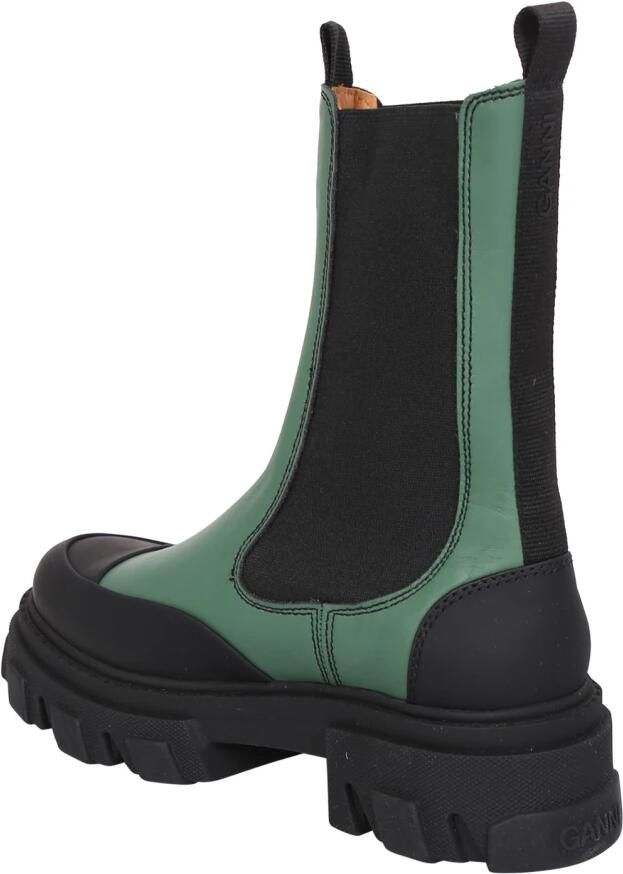 Ganni Leren Mid Calf Chelsea Laarzen Green Dames - Foto 2