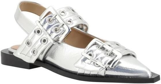 Ganni Metallic Gesp Ballerina met Blokhak