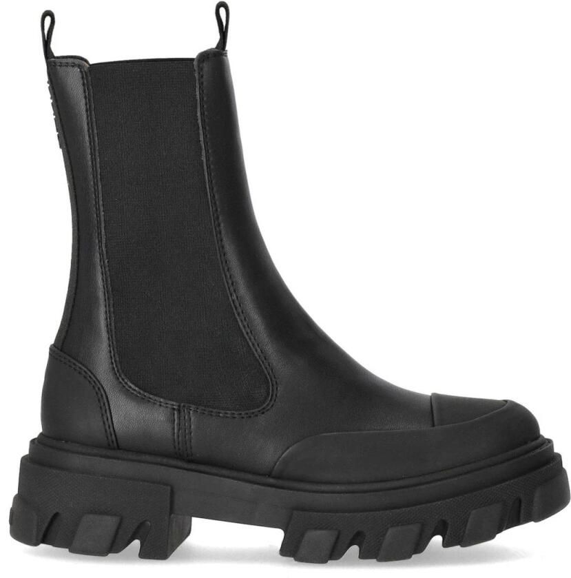 Ganni Zwarte Leren Chelsea Enkellaarzen