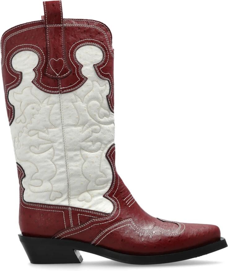 Ganni Mid Shaft Embroidered Western Laarzen
