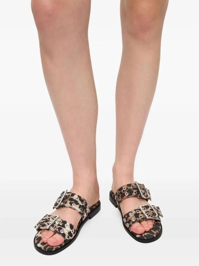 Ganni Sandalen met dubbele gesp en luipaardprint - Foto 2