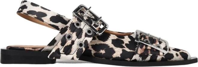 Ganni Leopard Print Buckle Ballerina Flats Brown Dames - Foto 9