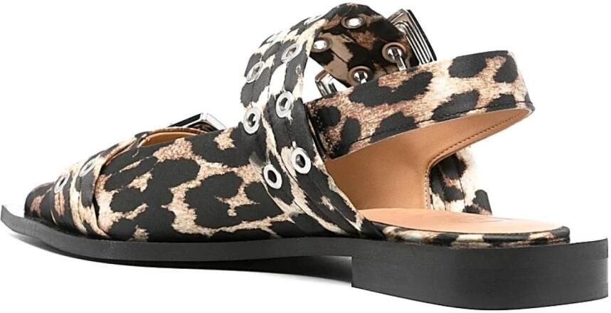 Ganni Leopard Print Buckle Ballerina Flats Brown Dames - Foto 5