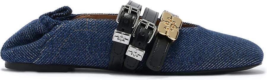 Ganni Sue Triple Ballerina Denim Fringed