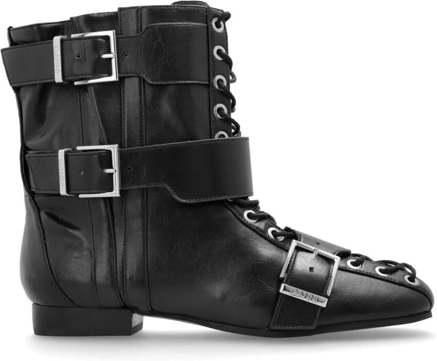 Ganni Vegan Leather Enkellaarsjes