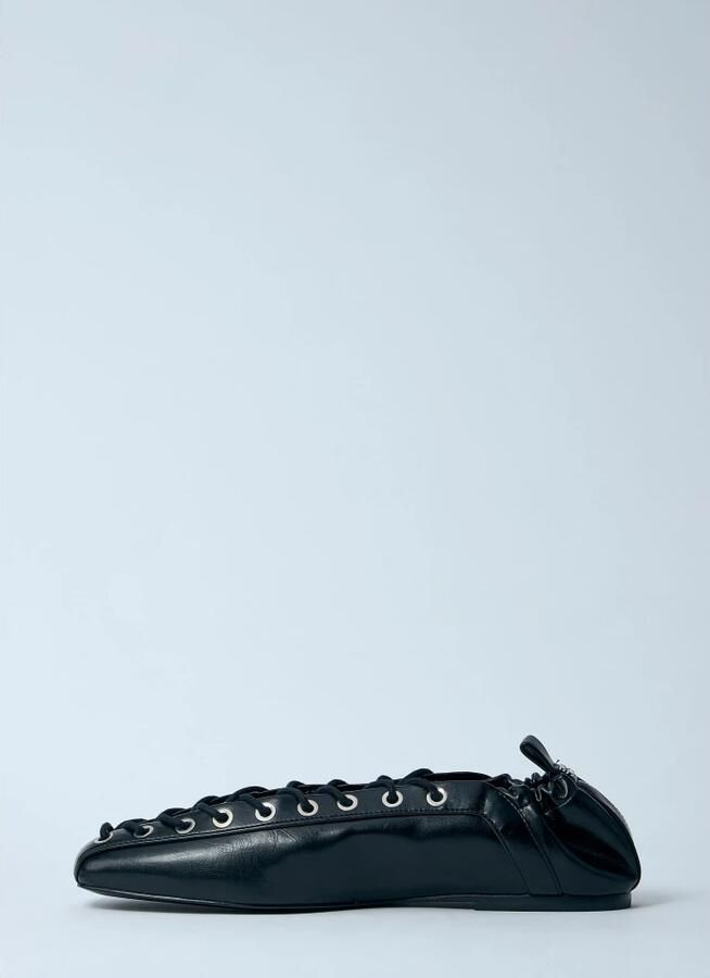 Ganni Zwarte veterschoenen met metalen oogjes - Foto 3