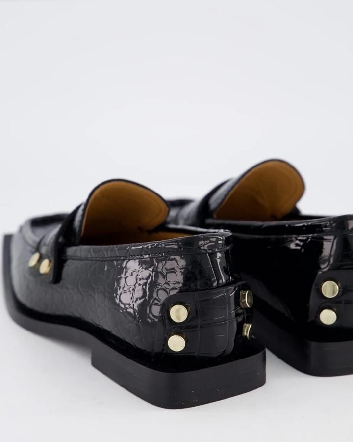 Ganni Zwarte Croco Loafers voor Dames