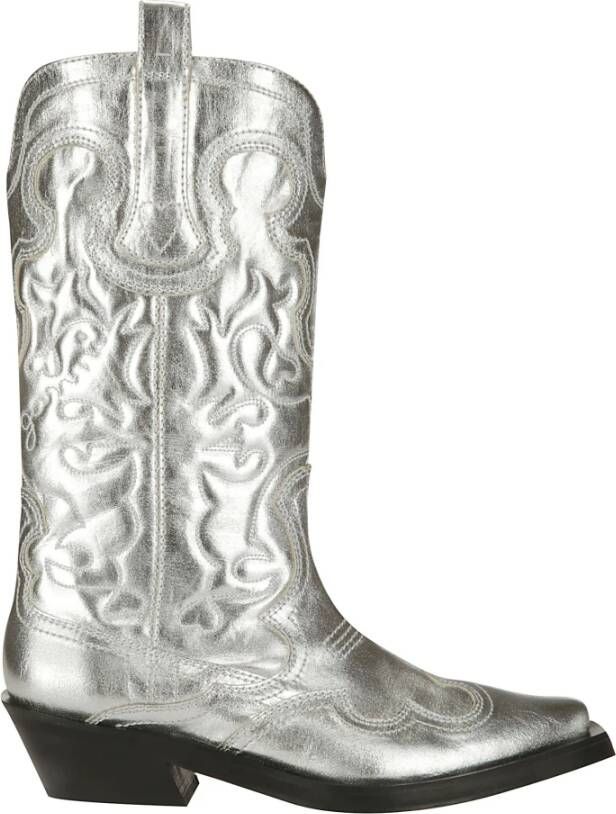 Ganni Geborduurde Western Laarzen Gray Dames