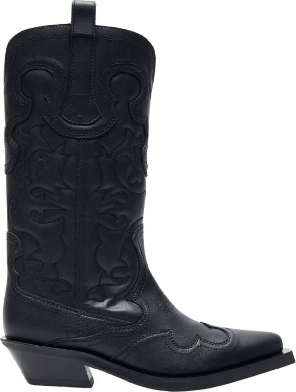 Ganni Geborduurde Westernlaarzen Black Dames