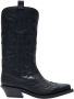 Ganni Zwarte Geborduurde Western Mid-Calf Laarzen Black Dames - Thumbnail 6