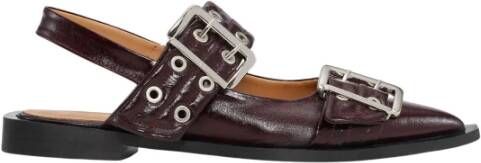 Ganni Bourgondische Feminine Buckle Ballerina Schoenen Red Dames