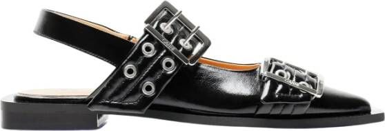 Ganni Glanzende gesp ballerina flats