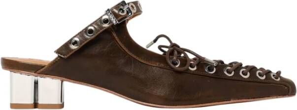 Ganni Groene Leren Instap Schoenen