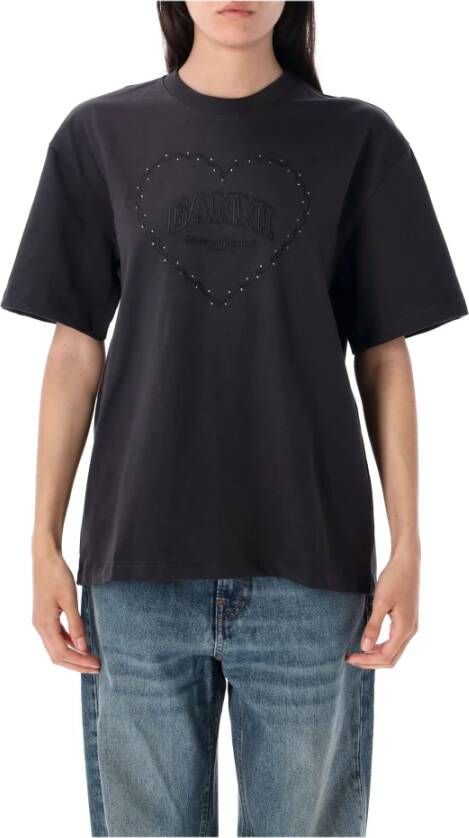 Ganni Hart T-shirt met geborduurde boodschap