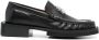 Ganni Zwarte platte schoenen Zwarte Rhinestone Logo Leren Loafer Black Dames - Thumbnail 1