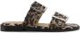 Ganni Leopard Denim Feminine Gespsandalen met Twee Banden - Thumbnail 1