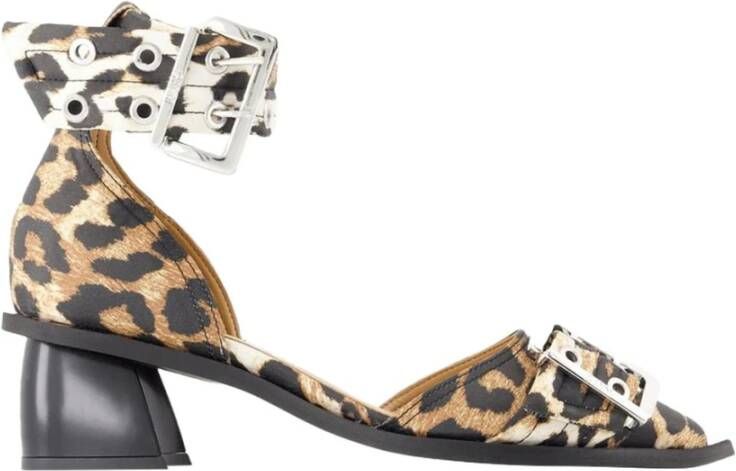 Ganni Leopard Print Heeled Sandals