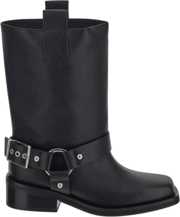 Ganni Zwarte enkellaarsjes met gespdetail Black Dames - Foto 1