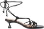 Ganni Leren Kitten Heel Sandalen met Knopen Zwart Dames - Thumbnail 1