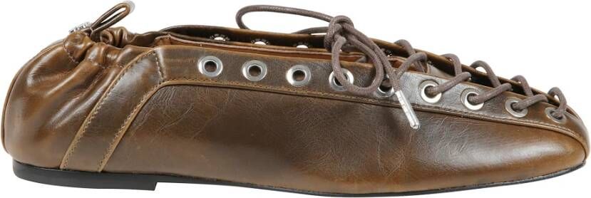 Ganni Leren Lace Up Ballerina Schoenen