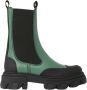 Ganni Leren Mid Calf Chelsea Laarzen Green Dames - Thumbnail 1