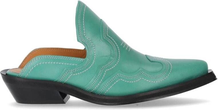Ganni Loafers Green Dames