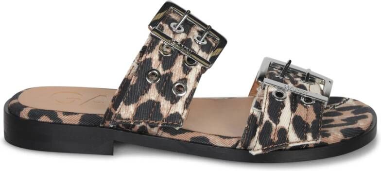 Ganni Luipaardprint Bruine Platte Schoenen