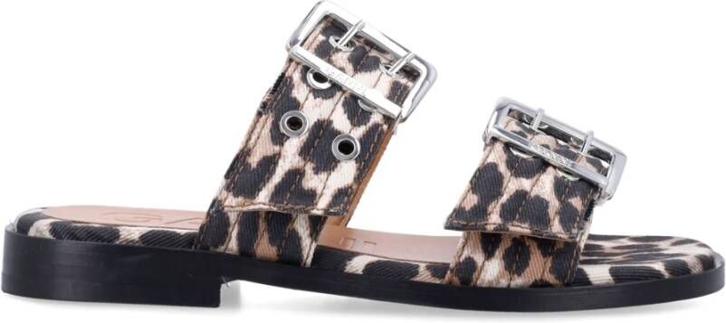Ganni Luipaard Twee-band Sandalen