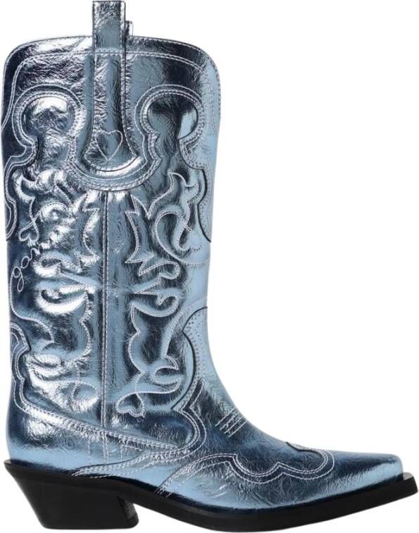 Ganni Metallic Western Enkellaarsjes