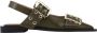 Ganni Chunky Buckle Ballerina Schoenen Green Dames - Thumbnail 4