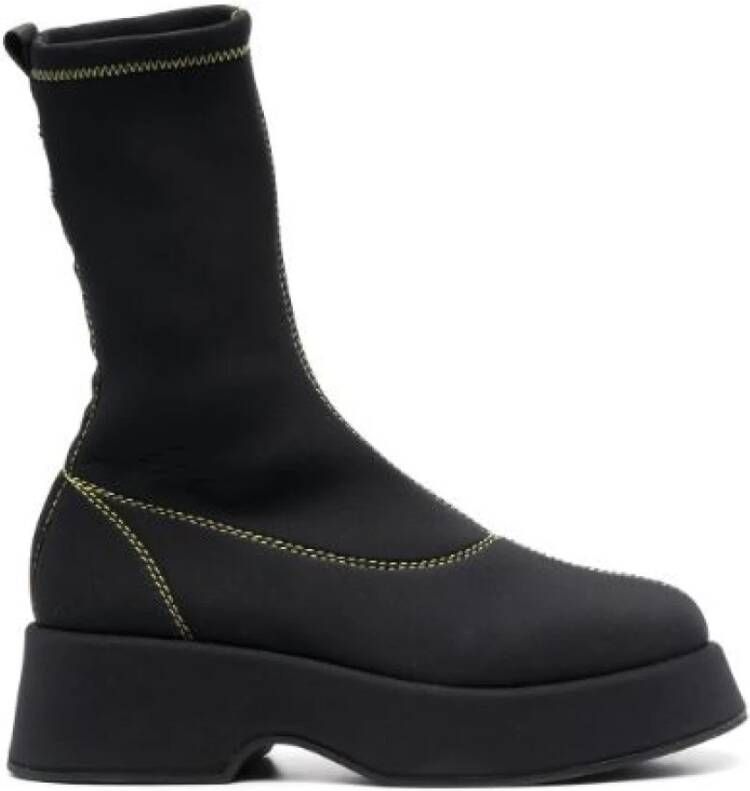 Ganni Retro Flatform Laarzen Synthetisch Zwart Black Dames
