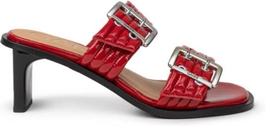 Ganni Rode leren studs platte sandalen